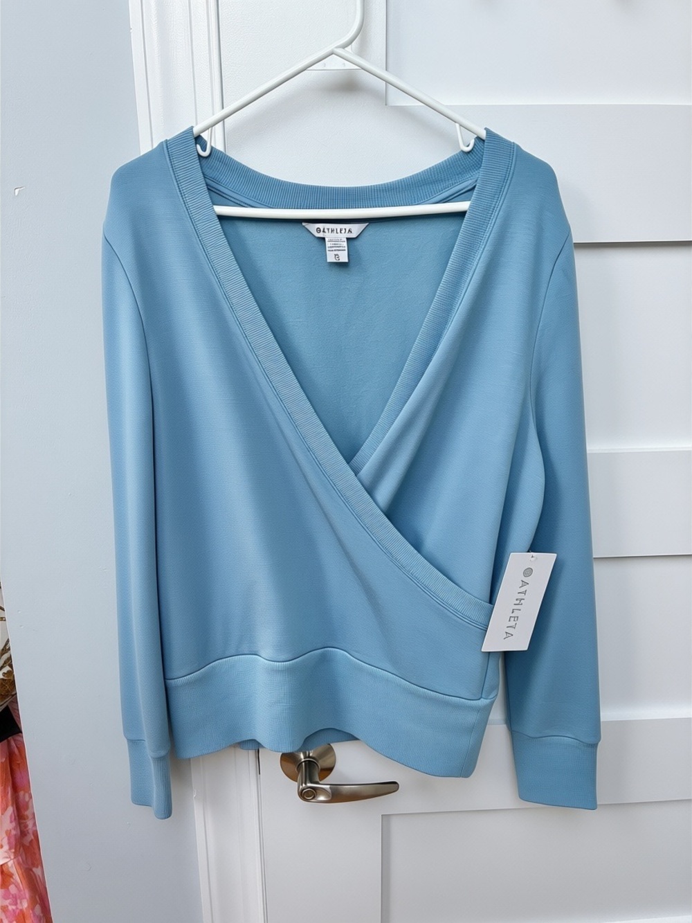 Athleta Blue Wrap V‑Neck Sweater size XL
